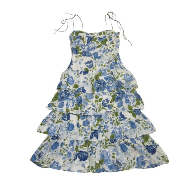 NWT Reformation Kesia in Lucca Floral Tie Strap Georgette Tiered Midi Dress 12 - Picture 4 of 9
